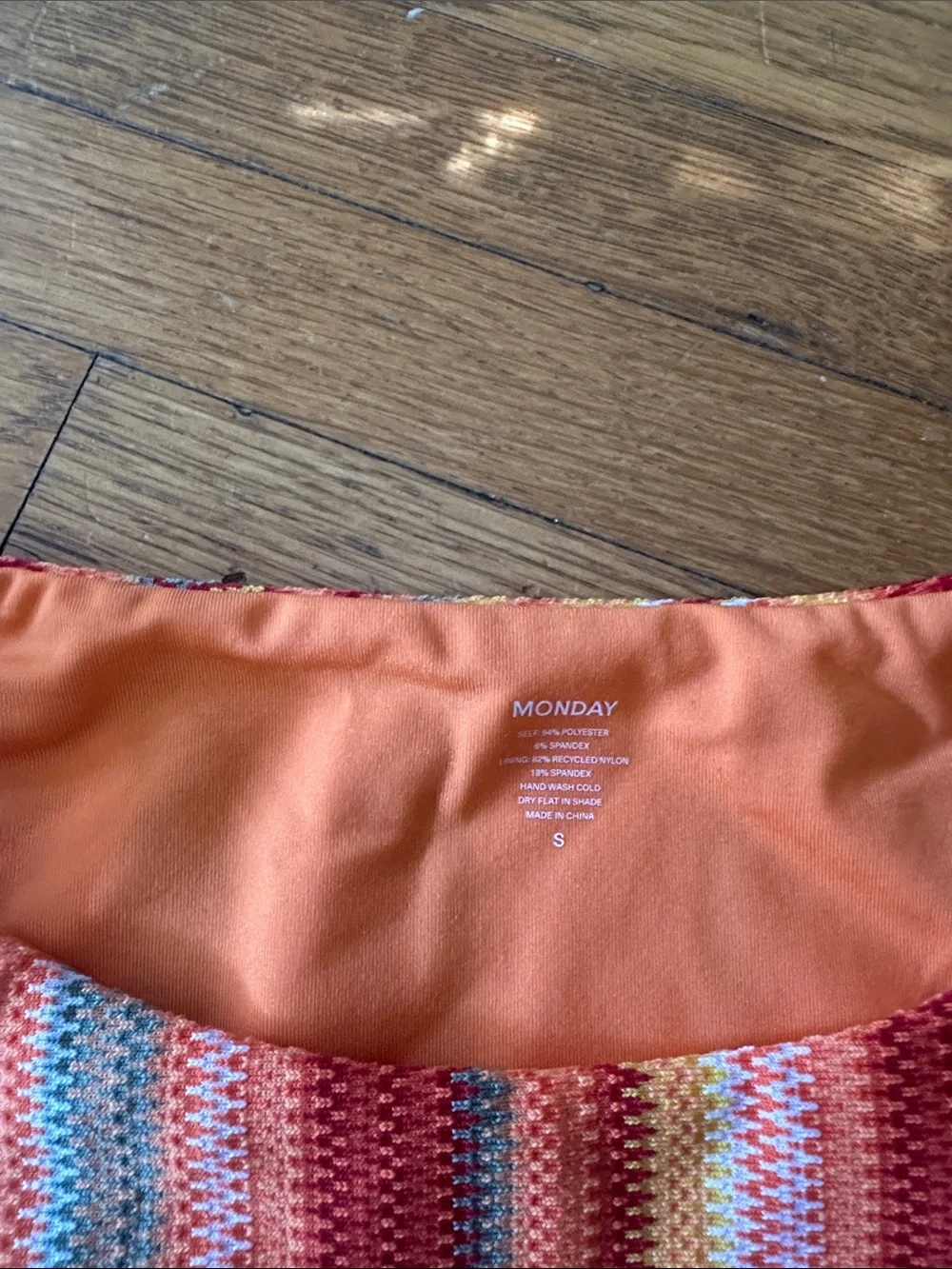 NWT Monday Swimwear Orange Multi-Stripe High-Cut Bikini Bottom